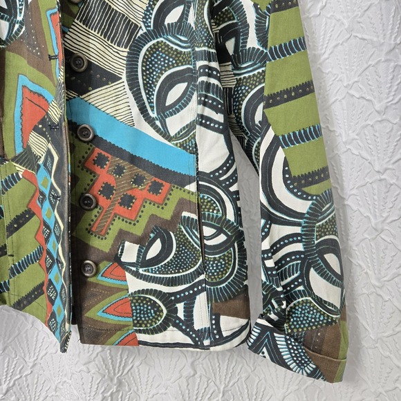 Additions by Chico's Geometric Grovy Canvas Button Up Relaxed Fit Jacket Sz 1 /M - Picture 7 of 13